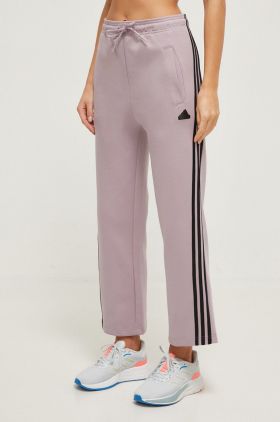 adidas pantaloni de trening culoarea violet, cu imprimeu  IS3661