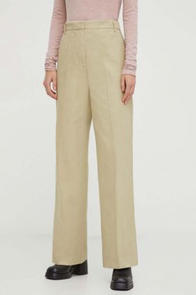 Day Birger et Mikkelsen pantaloni de bumbac culoarea verde, lat, high waist