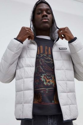 Hollister Co. geaca barbati, culoarea gri, de tranzitie