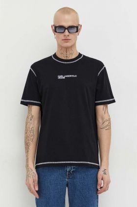 Karl Lagerfeld Jeans tricou din bumbac barbati, culoarea negru, cu imprimeu