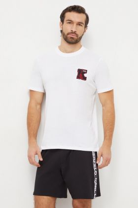 Karl Lagerfeld tricou din bumbac barbati, culoarea alb, cu imprimeu