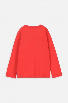 Coccodrillo longsleeve din bumbac pentru copii culoarea rosu, cu imprimeu