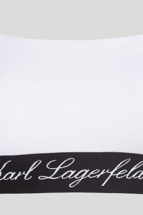 Karl Lagerfeld sutien culoarea alb, bumbac, neted