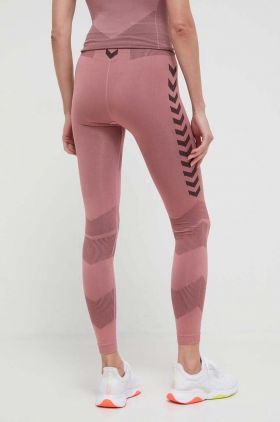 Hummel leggins de antrenament First culoarea roz, modelator