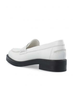 Bianco mocasini de piele BIAALMA femei, culoarea alb, cu toc plat, 11250989