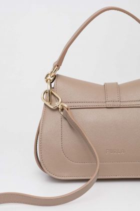 Furla poseta de piele culoarea bej