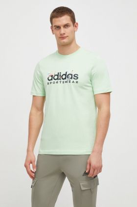 adidas tricou din bumbac bărbați, culoarea verde, cu imprimeu IM8306