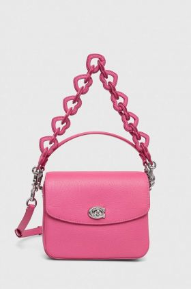 Coach poseta de piele Cassie culoarea roz