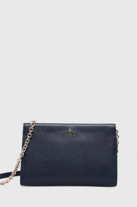 Furla poseta de piele culoarea albastru marin