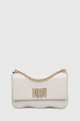 Furla poseta de piele culoarea gri