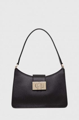 Furla poseta de piele culoarea negru