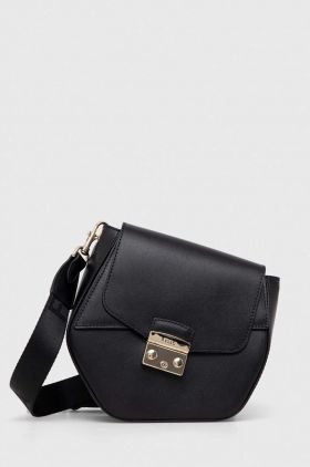 Furla poseta de piele culoarea negru