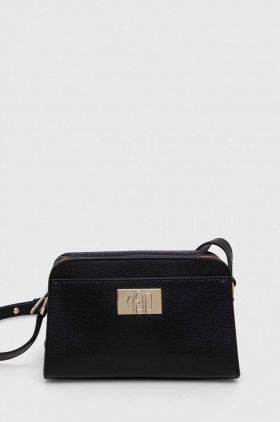 Furla poseta de piele culoarea negru