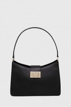 Furla poseta de piele culoarea negru