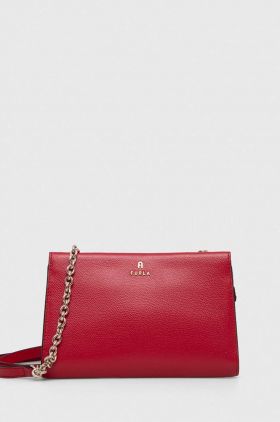 Furla poseta de piele culoarea rosu