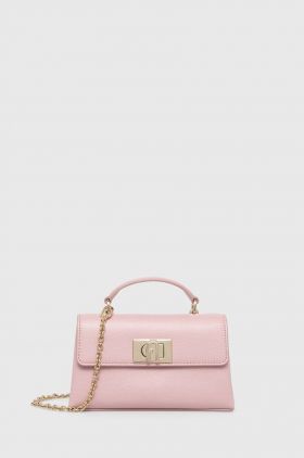 Furla poseta de piele culoarea roz