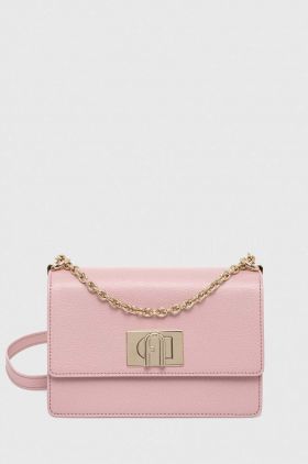 Furla poseta de piele culoarea roz