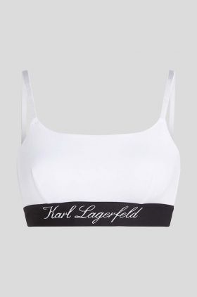 Karl Lagerfeld sutien culoarea alb, bumbac, neted