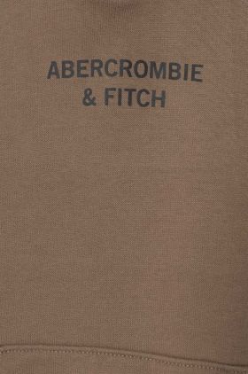 Abercrombie & Fitch bluza copii culoarea maro, cu glugă, cu imprimeu