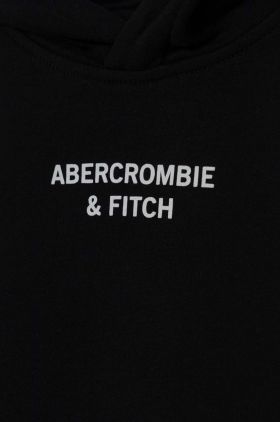 Abercrombie & Fitch bluza copii culoarea negru, cu glugă, cu imprimeu