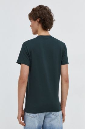 Superdry tricou din bumbac barbati, culoarea verde, cu imprimeu