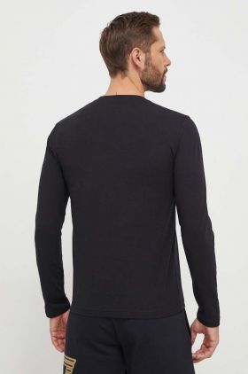 EA7 Emporio Armani longsleeve barbati, culoarea negru, cu imprimeu