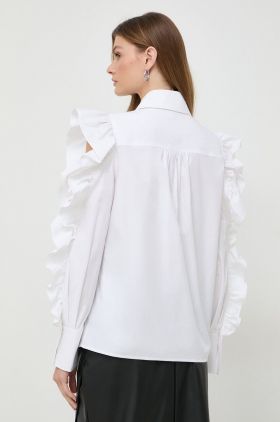 Karl Lagerfeld camasa din bumbac femei, culoarea alb, cu guler clasic, regular