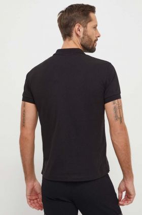 EA7 Emporio Armani polo de bumbac culoarea negru, neted