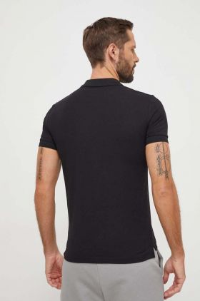 EA7 Emporio Armani polo de bumbac culoarea negru, neted