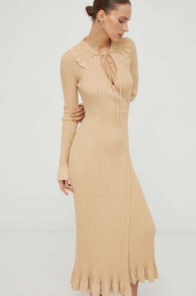 By Malene Birger rochie culoarea bej, maxi, mulata