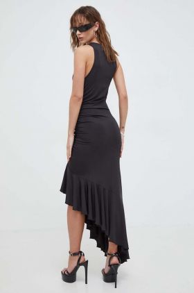 Rotate rochie culoarea negru, midi, mulata