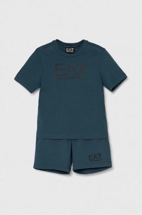 EA7 Emporio Armani set de bumbac pentru copii culoarea albastru marin