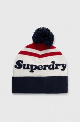 Superdry caciula culoarea albastru marin, din tesatura neteda