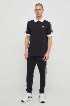 adidas Originals polo de bumbac Adicolor Classics 3-Stripes culoarea negru, cu imprimeu, IL2501