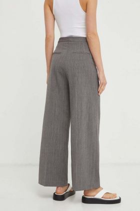 Lovechild pantaloni femei, culoarea gri, lat, high waist 5184192