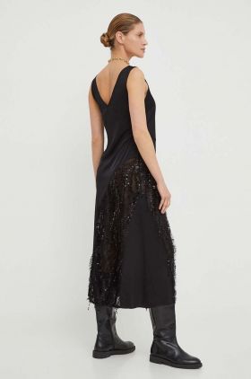 Day Birger et Mikkelsen rochie culoarea negru, midi, evazati