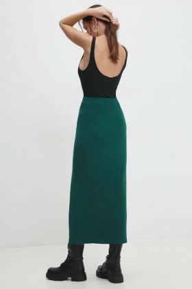 Answear Lab fusta culoarea verde, maxi, evazati