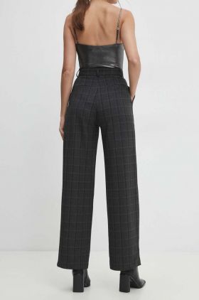 Answear Lab pantaloni femei, culoarea gri, drept, high waist