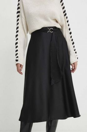 Answear Lab fusta culoarea negru, midi, evazati