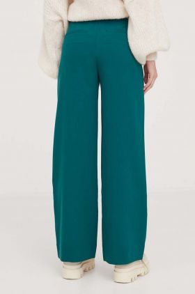 Abercrombie & Fitch pantaloni femei, culoarea verde, lat, high waist