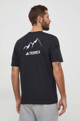 adidas TERREX tricou TERREX Graphic MTN 2.0 bărbați, culoarea negru, cu imprimeu II6060