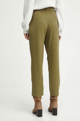 Medicine pantaloni femei, culoarea verde, fason chinos, medium waist