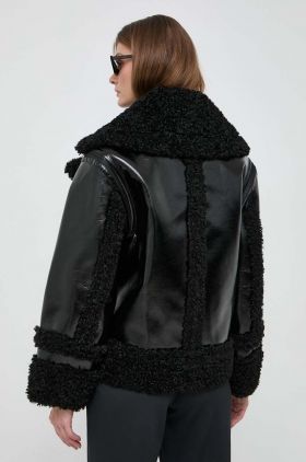 Karl Lagerfeld geaca femei, culoarea negru, de tranzitie, oversize