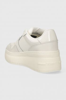 Tommy Jeans sneakers TJW RETRO BASKET FLATFORM CHARM culoarea alb, EN0EN02421