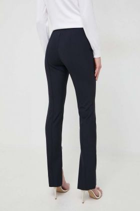 BOSS pantaloni femei, culoarea bleumarin, mulată, high waist 50505972