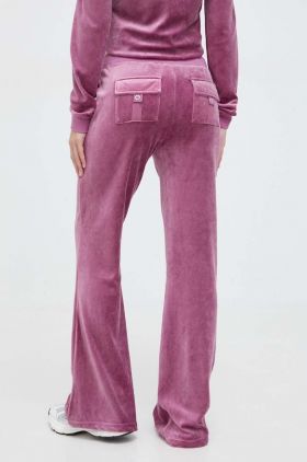 Juicy Couture pantaloni de trening din velur culoarea roz, neted