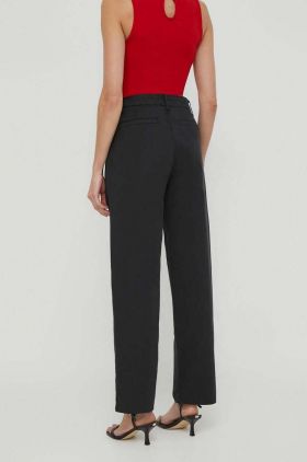 Pepe Jeans pantaloni Tina femei, culoarea negru, fason chinos, high waist