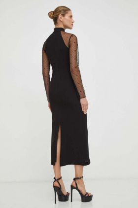 Karl Lagerfeld rochie culoarea negru, midi, mulata