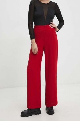 Answear Lab pantaloni femei, culoarea rosu, lat, high waist