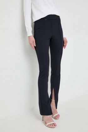 BOSS pantaloni femei, culoarea bleumarin, mulată, high waist 50505972